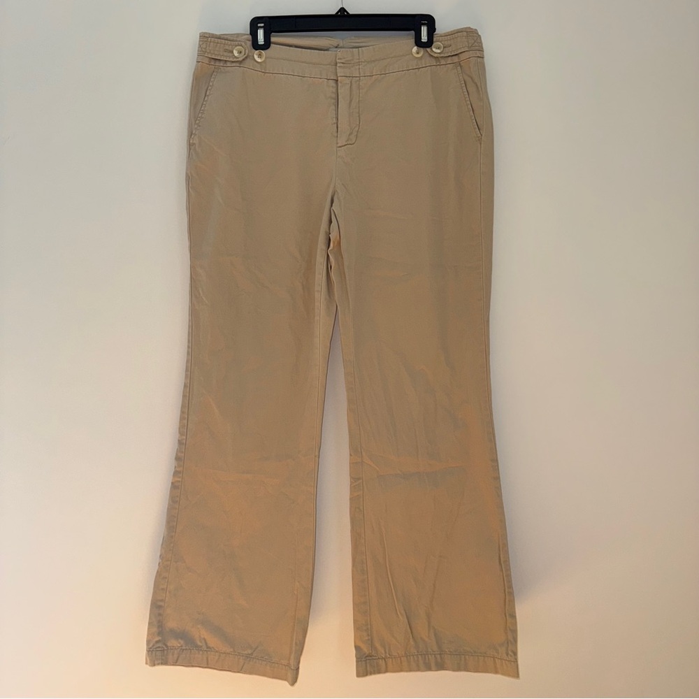 Banana Republic Khaki Cotton Pants Women’s Size 14 Straight Leg Casual Trousers
